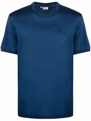 Brioni floral-embroidered cotton T-shirt - Blue