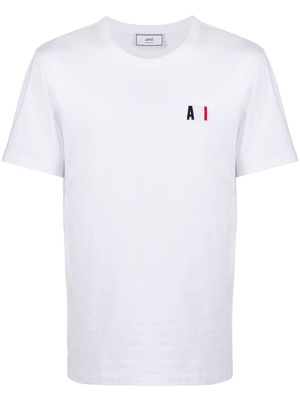 AMI Paris logo-embroidered crew neck T-shirt - White