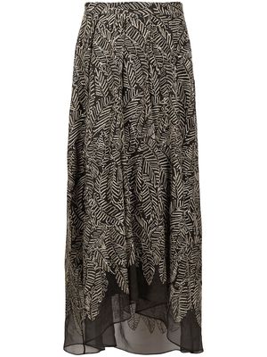 Brunello Cucinelli semi-sheer leaf print skirt - Grey