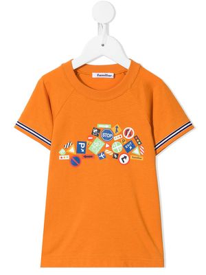 Familiar graphic-print cotton T-shirt - Orange