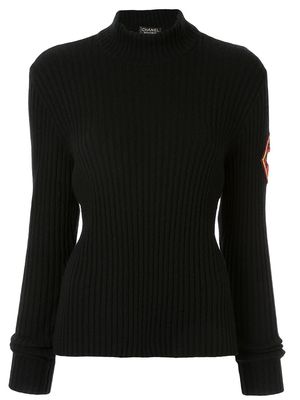 Chanel Pre-Owned 1996 ribbed mock neck jumper - Black