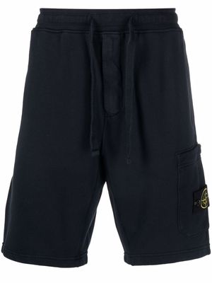 Stone Island Compass-patch cotton track shorts - Blue