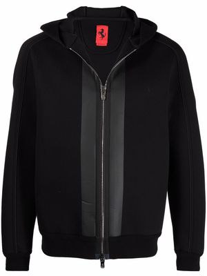 Ferrari vertical motif-print zip-up hooded jacket - Black