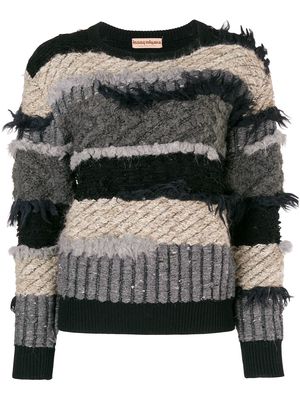 Issey Miyake Pre-Owned 80's frayed striped jumper - Black