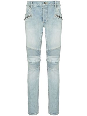 Balmain slim-cut faded biker jeans - Blue