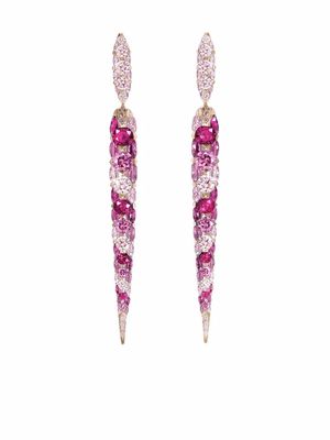 Boghossian 18kt rose gold Merveilles icicle sapphire spiral long earrings - Pink