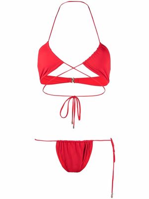 Manokhi wrap-around halterneck bikini - Red