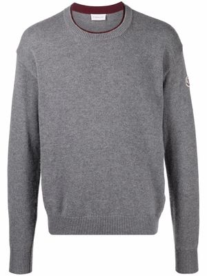 Moncler logo-patch long-sleeve jumper - Grey