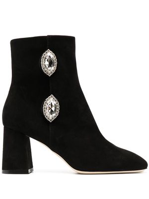 Giannico Julie embellished suede 75mm boots - Black