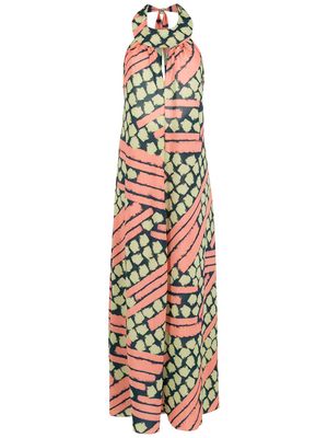 Brigitte abstract-pattern print halterneck dress - Multicolour