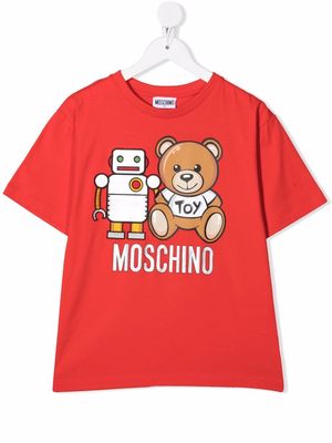 Moschino Kids teddy bear-motif cotton T-shirt - Red