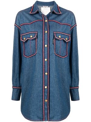 Chanel Pre-Owned 1990 woven-trimming denim shirt - Blue