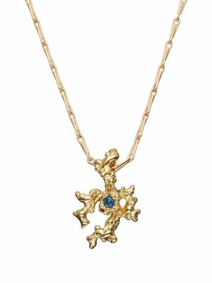 Clio Saskia 18kt yellow gold Seaweed Frond garnet pendant necklace