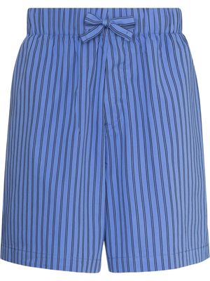 TEKLA striped drawstring pajama shorts - Blue