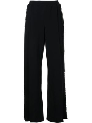 AREA crystal-embellished wide-leg track pants - Black