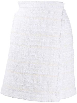 Thom Browne frayed tweed wrap shorts - White