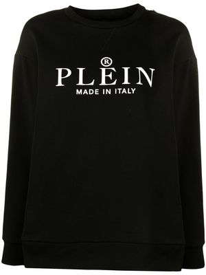 Philipp Plein logo print cotton sweatshirt - Black