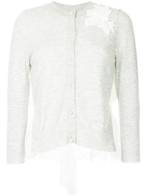 Onefifteen floral lace patch buttoned cardigan - Grey