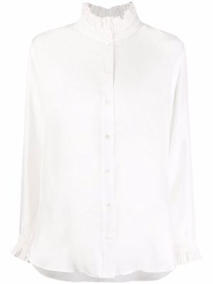 SANDRO Haby ruffle-detail silk blouse - White