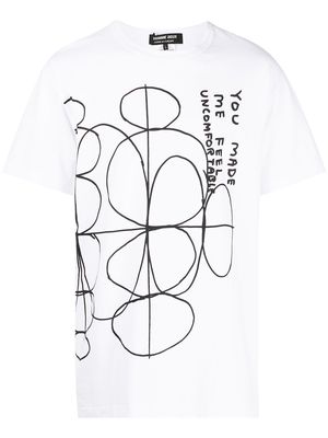 Comme Des Garçons Homme Deux graphic-slogan print T-shirt - White