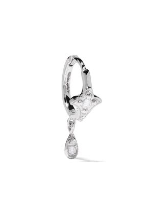 DE JAEGHER 18kt white gold Lily Flower diamond single hoop - Silver