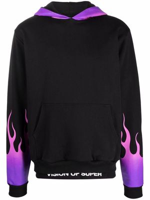 Vision Of Super flames print hoodie - Black