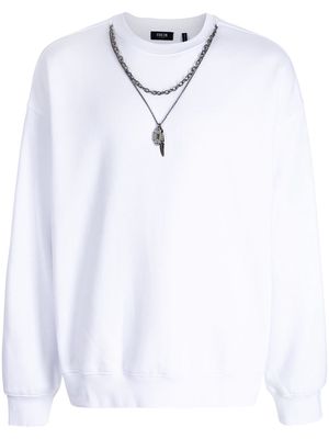 FIVE CM crew-neck cotton-blend sweatshirt - White