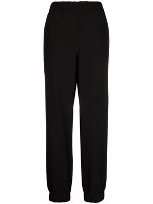 GANNI heavy-crepe elasticated-ankle trousers - Black