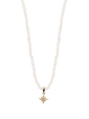 Mizuki 14kt yellow gold Dancing pearl and diamond star pendant necklace