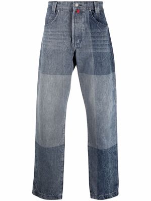 032c colour-block straight-leg jeans - Blue