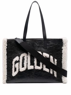 Golden Goose logo-embellished leather tote bag - Black