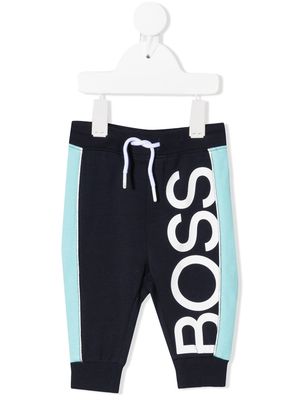 BOSS Kidswear logo-print panelled track pants - Blue