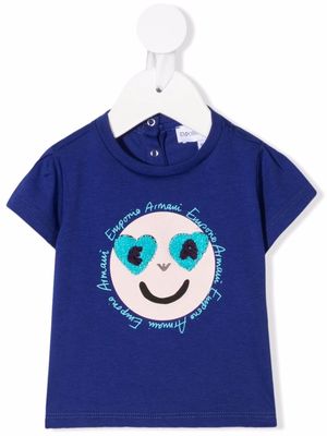 Emporio Armani Kids graphic-print cotton T-shirt - Blue
