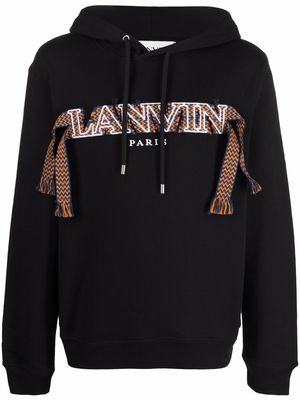 LANVIN lace curb embroidered logo hoodie - Black