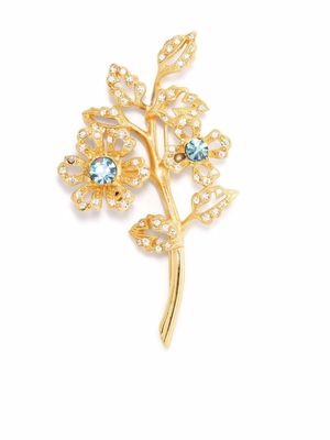 Givenchy Pre-Owned 1990s crystal-embellished leaf brooch - Gold