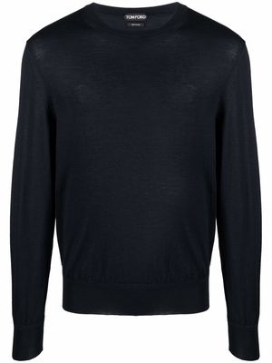 TOM FORD round neck knitted jumper - Blue
