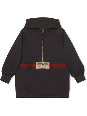 Gucci Kids House Web half-zip hoodie - Grey