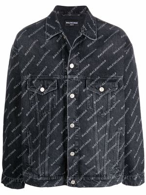 Balenciaga Typo logo-print denim jacket - Black