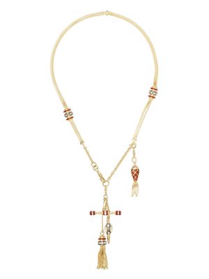 Selim Mouzannar 18kt rose gold diamond ruby Katak necklace - YELLOW GOLD
