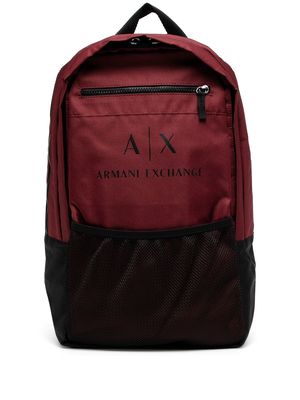 Armani Exchange two-tone zip-up backpack - Red