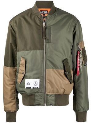 izzue panelled bomber jacket - Green
