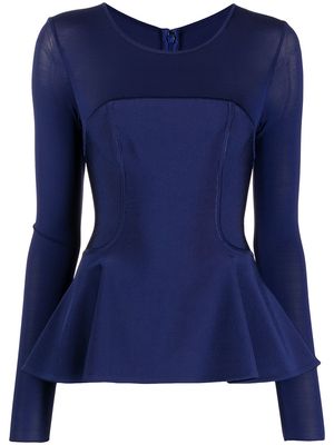 Herve L. Leroux peplum fitted blouse - Blue