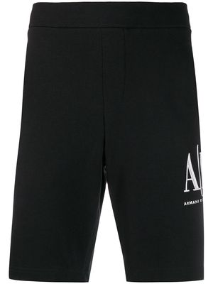 Armani Exchange logo-embroidered track shorts - Black