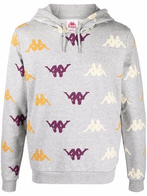 Kappa all-over logo drawstring hoodie - Grey