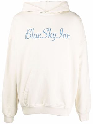 BLUE SKY INN logo-embroidered cotton hoodie - Neutrals