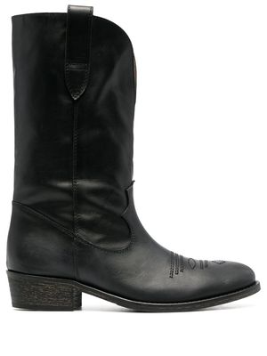 Via Roma 15 leather western-style boots - Black