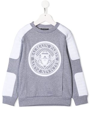 Balmain Kids logo-print panelled sweatshirt - Grey