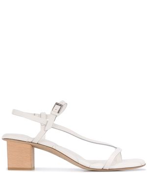 Del Carlo diagonal strap block heel sandals - White