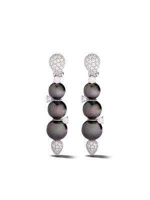 Yoko London 18kt white gold Twilight Tahitian pearl and diamond earrings - Silver