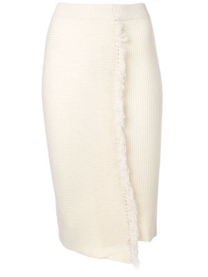 Cashmere In Love high-waisted fringed skirt - White